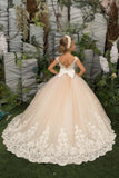 Flower Girl Dress for Weeding Tulle Pageant Dress Lace Appliques Princess Long Ball Gowns for Girls girls dresses for wedding