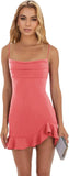 Vestidos cortos de fiesta ajustados para mujer, con tirantes finos y bajo con volantes, para cóctel y club. 