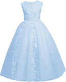 Vestidos de tul para niña de las flores para boda, vestido de primera comunión, vestido de dama de honor de encaje para niña, vestido de fiesta de desfile 