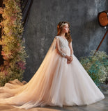 Vestidos de niña de las flores para boda, tul con cuentas, largo hasta el suelo, princesa, fiesta de cumpleaños infantil, vestido de primera comunión 