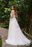 Gepunktetes Tüll Spaghettiträger Brautkleid A-Linie Spitze Brautkleider Schulterschleife Custom Brautkleid einfache Brautkleider 