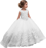 Elegant Flower Girl Dress for Wedding Kids Sleevelesss Lace Pageant Ball Gowns girls party dress  princess dress