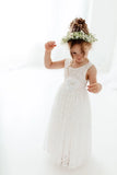 Boho Weißes Blumenmädchen Kleid, Rustikales Tüll Hochzeitskleid, Willst du mein Blumenmädchen Vorschlag sein, Boho Kleider Prinzessinnenkleid 