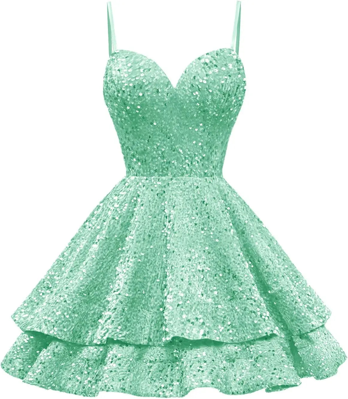 Tiered Sequin Homecoming Dresses Short for Teens 2025 Spaghetti Straps A-Line Prom Dress mini dress  party dresses