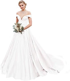 Damen Schulterfrei Satin Brautkleider Ballkleid Langes Ballkleid Abendkleid Ballkleid Brautkleider Sexy Brautkleid 