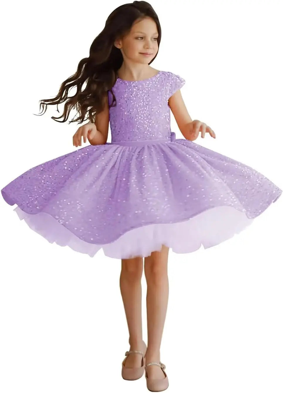 Tutu Festzugskleider Pailletten Blumenmädchenkleid Kurzes Prinzessinnenkleid Ballkleid Blumenmädchenkleider für Hochzeiten 