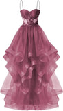 Custom Made Tulle Prom Dresses for Women 2025 Spaghetti Straps Ball Gowns Lace Applique Layered Quinceanera Dresses ball gown