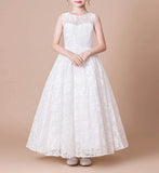 Blumenmädchenkleid Gürtel Ärmellos Mädchen Kommunion Elegantes Kleid Erstkommunion Mädchenkleider Festzugskleider für Mädchen 