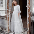 Apliques de encaje de tul blanco de media manga para bodas, fiestas de cumpleaños, banquetes, vestidos de princesa, vestidos bohemios personalizados para niñas de las flores 