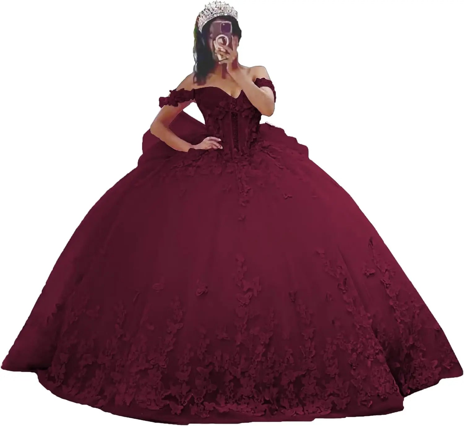 3D Butterfly Quinceanera Dresses Ball Gown Off Shoulder Sweet 15 16 Dresses Sparkly Tulle Beaded Party Gown party dress