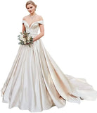 Damen Schulterfrei Satin Brautkleider Ballkleid Langes Ballkleid Abendkleid Ballkleid Brautkleider Sexy Brautkleid 