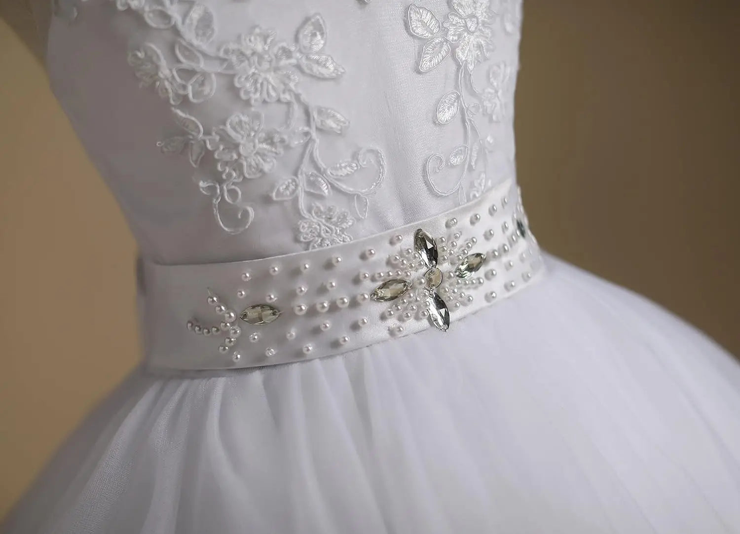 First Communion Flower Girl Dress Tulle Lace Bridesmaid Pageant Dresses Ball Gown Wedding Party Floor Length princess Gowns