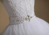 First Communion Flower Girl Dress Tulle Lace Bridesmaid Pageant Dresses Ball Gown Wedding Party Floor Length princess Gowns