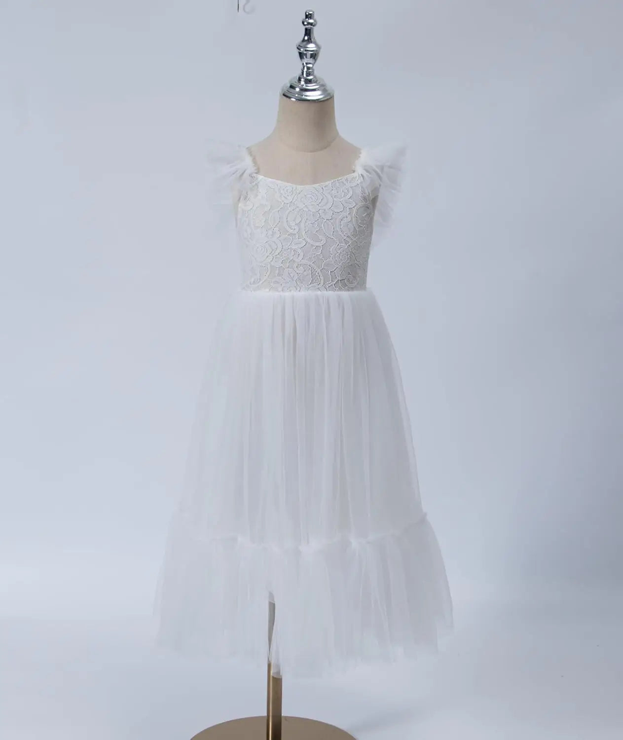 Mädchen A-Linie Gerades Tüll Tutu Kleid Binden Zurück Sommer Ärmelloses Spitzen Blumenmädchenkleid für Geburtstagsparty Prinzessinnenkleid 