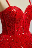 Vestidos de fiesta de graduación con lentejuelas brillantes para adolescentes, tirantes finos, corsé, vestido de cóctel con capas brillantes 