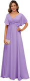 Plus Size Short Sleeves Mother of The Bride Dresses for Curvy Women V Neck Formal Dresses with Pockets Bridesmaid Dress Gowns