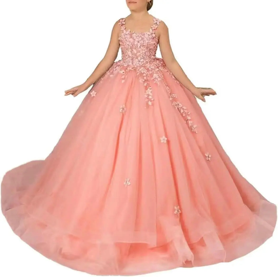 Blumenmädchenkleider für Hochzeit Spitze Prinzessin Erstkommunion Abendkleider Tüll Festzug Ballkleider Prinzessinnenkleid 