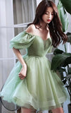 Maßgefertigtes Tüll-Abschlussballkleid für Frauen, kurzes Sweetheart-Puffärmel-Heimkehrkleid, Cocktailkleid, Minikleid, Partykleid 