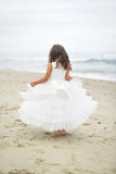 Vestido blanco para niña de flores para bebés, niñas y niñas, top sin mangas de satén y tul en capas con lazo grande en la espalda, vestido dulce 