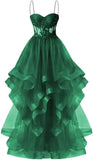 Custom Made Tulle Prom Dresses for Women 2025 Spaghetti Straps Ball Gowns Lace Applique Layered Quinceanera Dresses ball gown