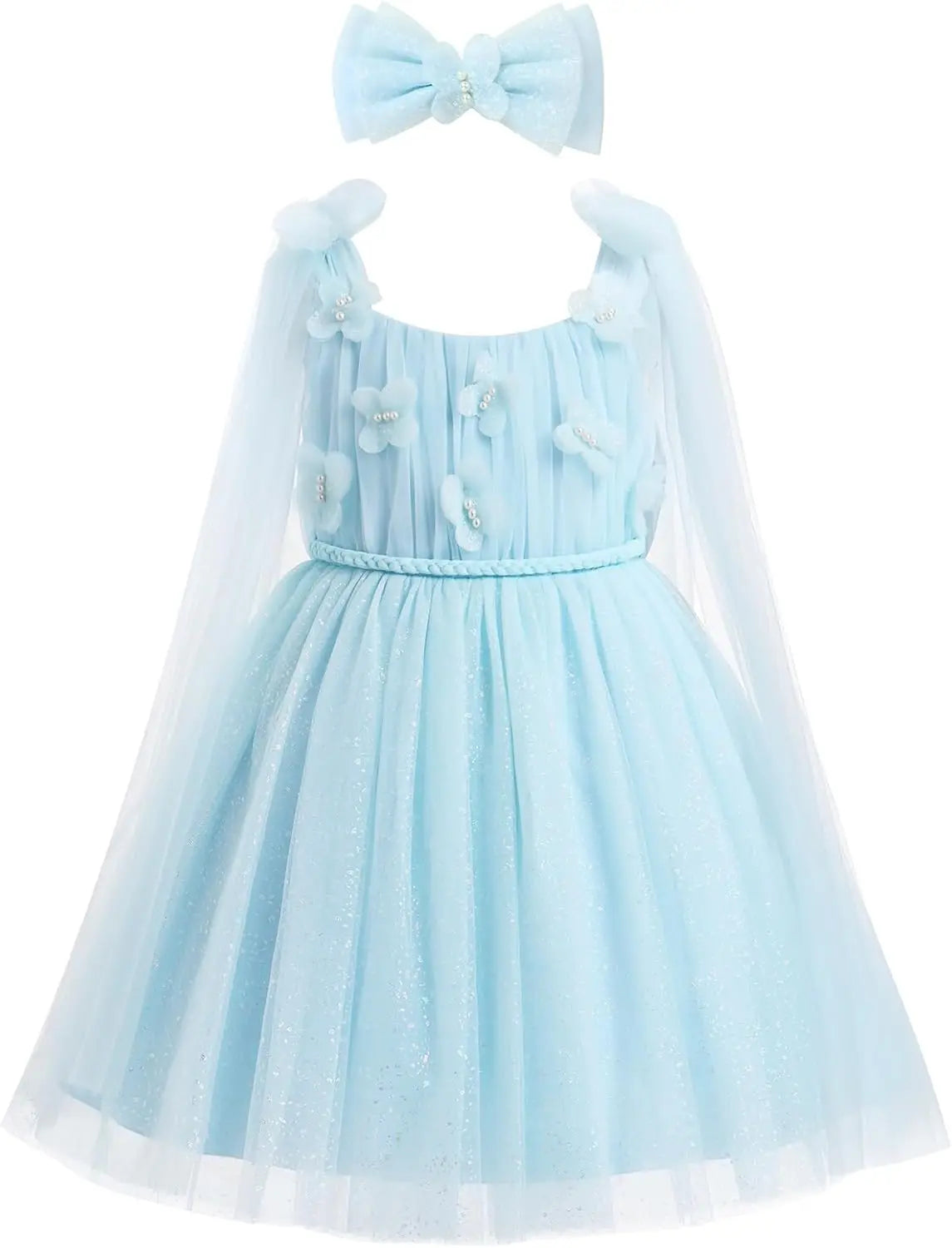 Blumenmädchenkleid, ärmellos, Spaghettiträger, floral bestickt, Prinzessinnenkleid, Kleinkind, Geburtstagsparty, Fee, Tüllkleid 