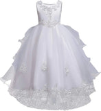 Blumenmädchenkleid Prinzessin Puffy Tüllkleider Brautjungfer Hochzeit Kommunion Geburtstagsfeier Festzug Maxi Ballkleid für Kinder