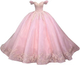 Princess Off Shoulder Sweet 15 16 Quinceanera Dresses Lace Puffy Prom Gowns Long Birthday Ball Gowns with Train