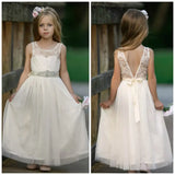 Blumenmädchenkleider Böhmische Blumenmädchenkleider Tüll Erstkommunionkleid Kleider Strandparty Mädchen Junior Brautjungfernkleider 