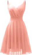 Summer Bridesmaid Dress V-Neck Adjustable Spaghetti Strap Chiffon Sundress Wedding Guest Dresses