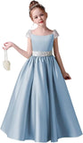 Festzugskleider für Mädchen, Satin, Blumenmädchenkleid, Flügelärmel, Ballkleid mit Pailletten, Prinzessinnenkleid für Geburtstagsparty, Festzugskleid für Mädchen 