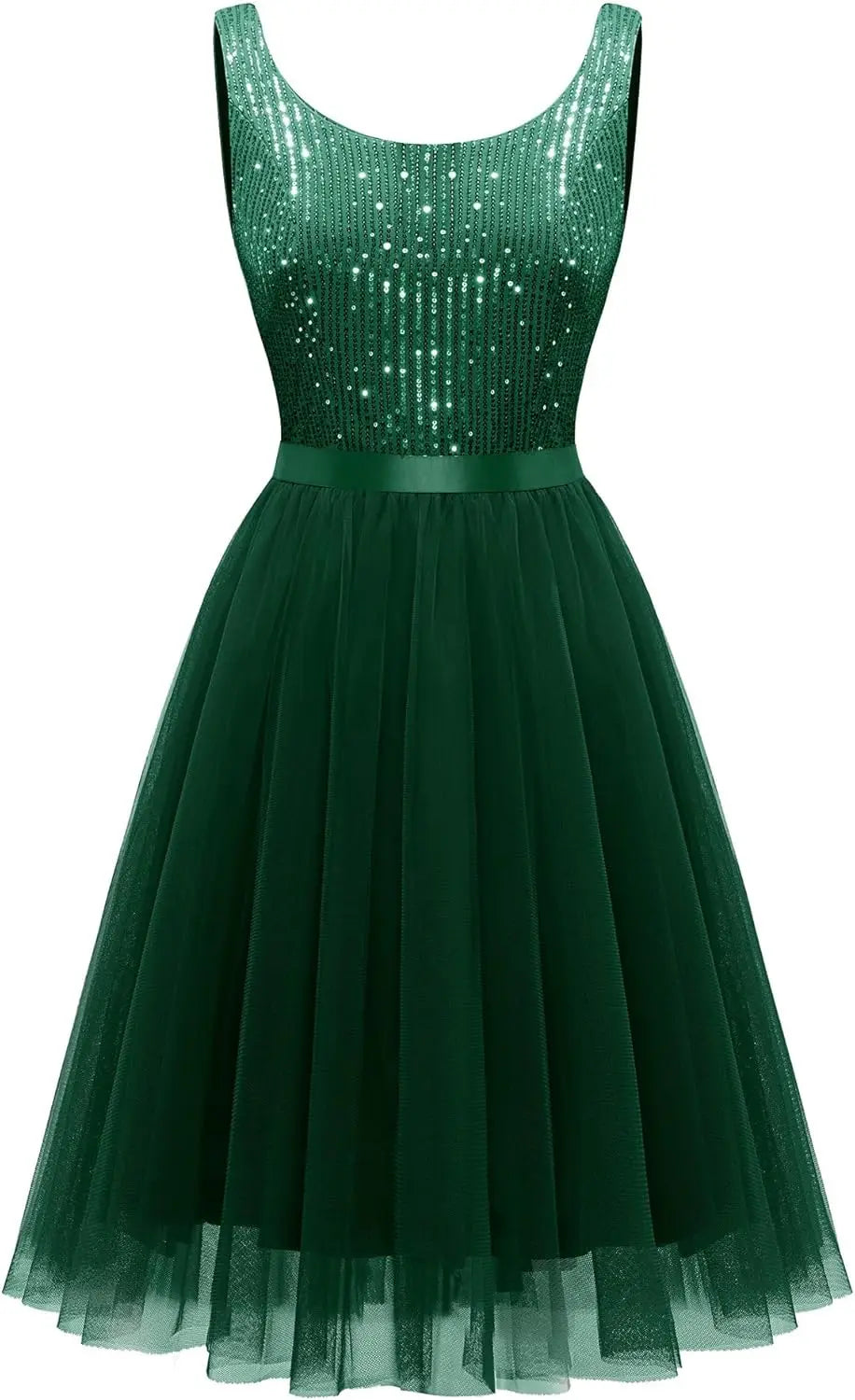 Sequin Dress for Woman Vintage A Line Wedding Formal Swing Mesh Prom Dress Sleeveless Cocktail Maxi Gowns