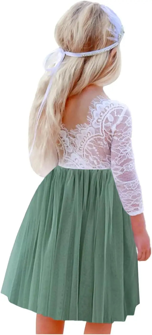 Vestido de tul con tutú recto de corte A con espalda de encaje y rosas para niña, vestido de fiesta para niña de las flores, vestidos para niñas para fiestas y bodas, vestidos de dama de honor 