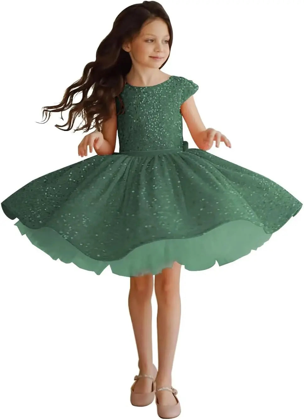 Tutu Festzugskleider Pailletten Blumenmädchenkleid Kurzes Prinzessinnenkleid Ballkleid Blumenmädchenkleider für Hochzeiten 
