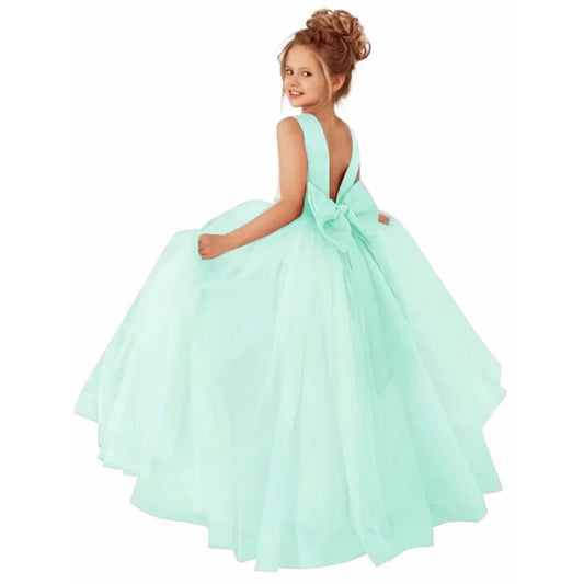 Cinturón de perlas rosa polvoriento con lazo para bodas, cumpleaños, banquetes, bailes de graduación, primera comunión, vestidos personalizados para niñas de las flores. 