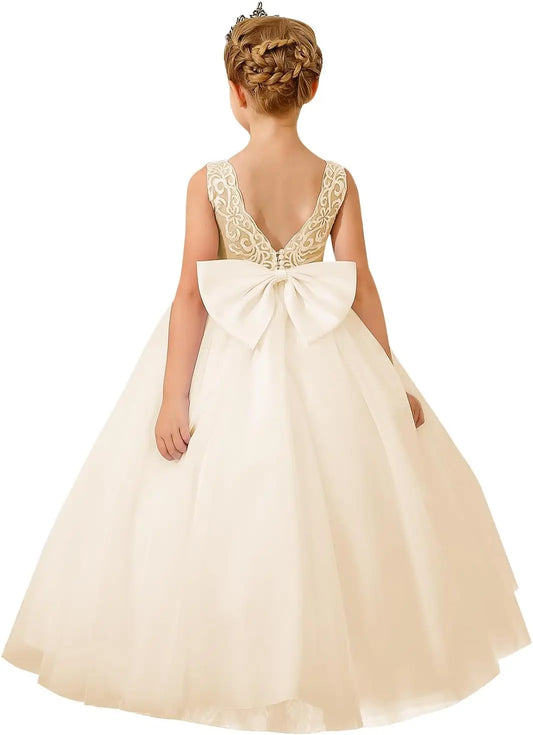 Blumenmädchenkleid für Hochzeit Erstkommunionkleider Puffy Tüll Kinder Festzug Ballkleider Prinzessinnenkleid Blumenmädchenkleid 