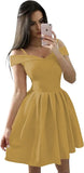 Vestidos cortos con hombros descubiertos para adolescentes (2025), vestido de fiesta con tirantes finos y bolsillos, vestido de dama de honor para fiesta de bodas. 