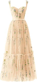 Custom Made Women's Flower Embroidery Tulle Prom Dresses Tea Length Corset A Line Fairy Formal Evening Party Gown Bridesmaid