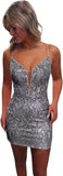 Vestidos de fiesta ajustados con lentejuelas brillantes y sexys para adolescentes, vestidos cortos de encaje con purpurina para fiesta de graduación, vestido de cóctel sin espalda para mujer, vestido de club 