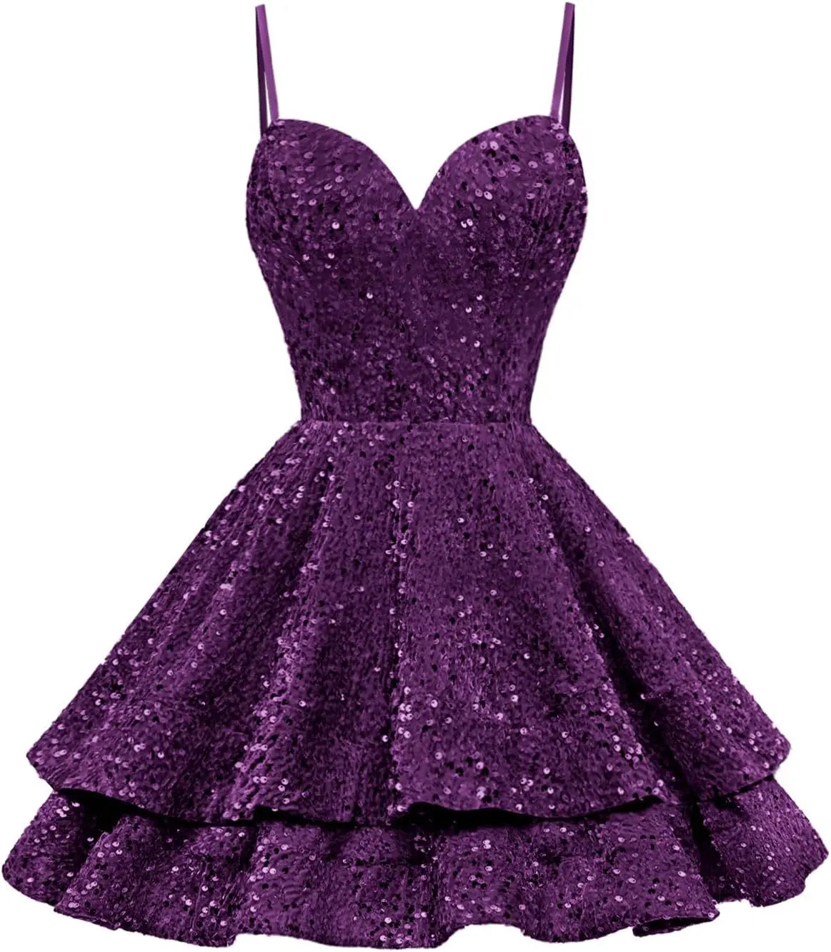 Tiered Sequin Homecoming Dresses Short for Teens 2025 Spaghetti Straps A-Line Prom Dress mini dress  party dresses