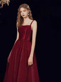 New Satin Long Mesh Spaghetti Strap Prom Bridesmaid Dress Women's Cocktail Dresses Formal Evening Dresses Party