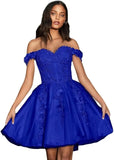 Vestidos de fiesta de tul con hombros descubiertos 2025, vestidos de fiesta cortos de encaje estilo princesa, vestidos de graduación 