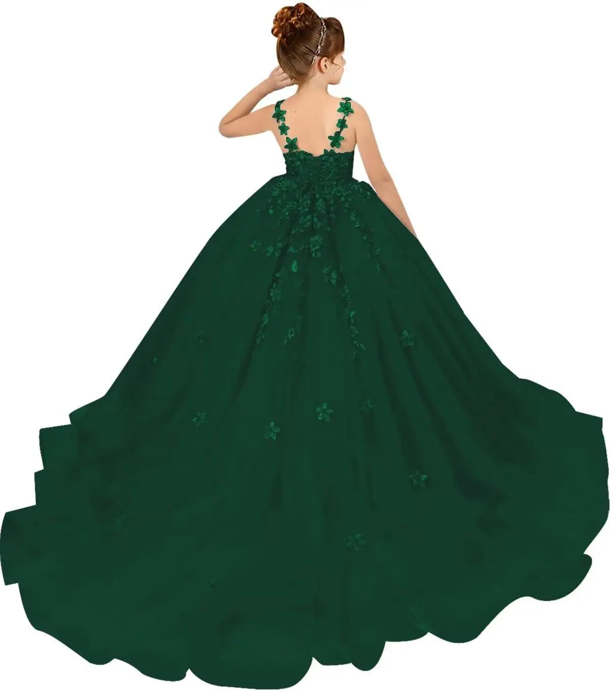 Tulle Flower Girl Dresses for Wedding Floral Appliques Princess Pageant Dress Girls Birthday Party Ball Gown
