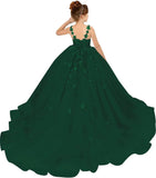 Tulle Flower Girl Dresses for Wedding Floral Appliques Princess Pageant Dress Girls Birthday Party Ball Gown