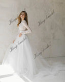 Off white tulle wedding dress lace wedding gown bohemian bridal separates Two piece  simple wedding dresses