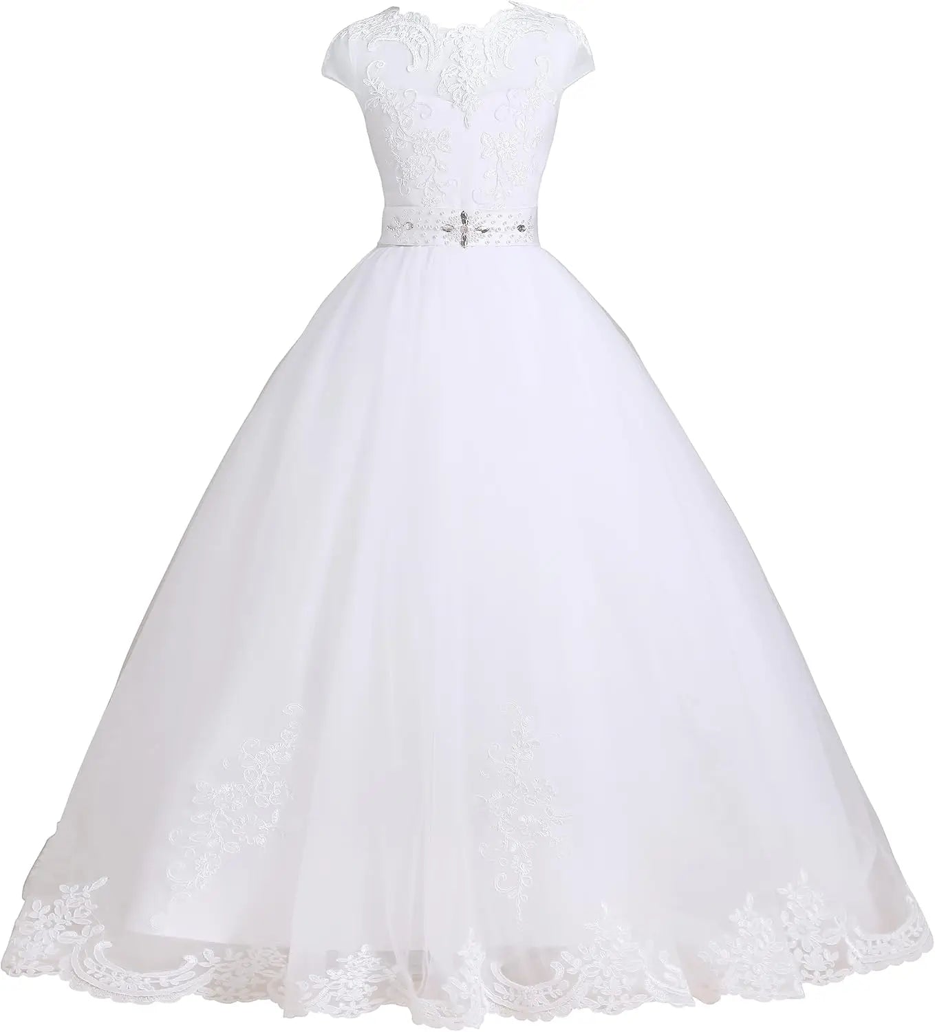 First Communion Flower Girl Dress Tulle Lace Bridesmaid Pageant Dresses Ball Gown Wedding Party Floor Length princess Gowns