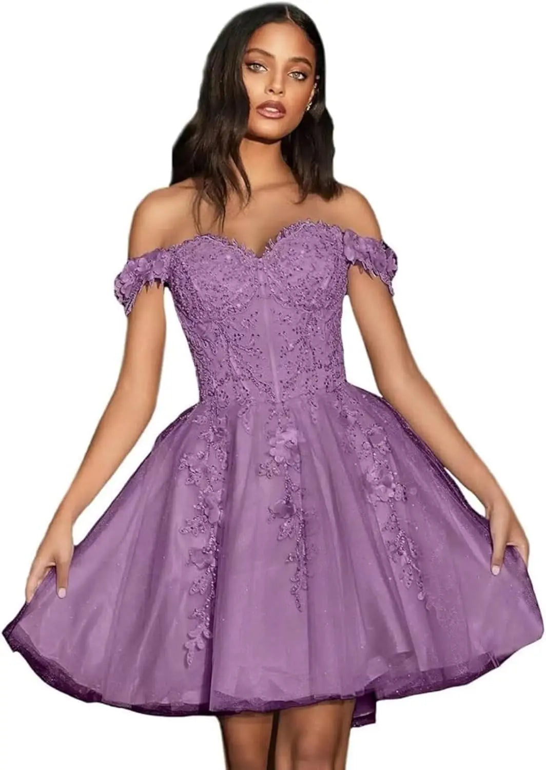 Vestidos de fiesta de tul con hombros descubiertos 2025, vestidos de fiesta cortos de encaje estilo princesa, vestidos de graduación 