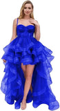 Vestido de fiesta corto de tul con tirantes finos y volantes 2025, vestidos de fiesta altos y bajos para adolescentes, vestido de graduación 