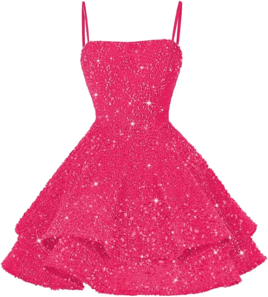 Kurze Pailletten-Heimkehrkleider für Teenager 2025, glitzernde Spaghettiträger, Sweet 16-Abschlussball-Cocktailkleid, Ballkleid, Partykleider 