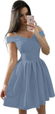 Vestidos cortos con hombros descubiertos para adolescentes (2025), vestido de fiesta con tirantes finos y bolsillos, vestido de dama de honor para fiesta de bodas. 