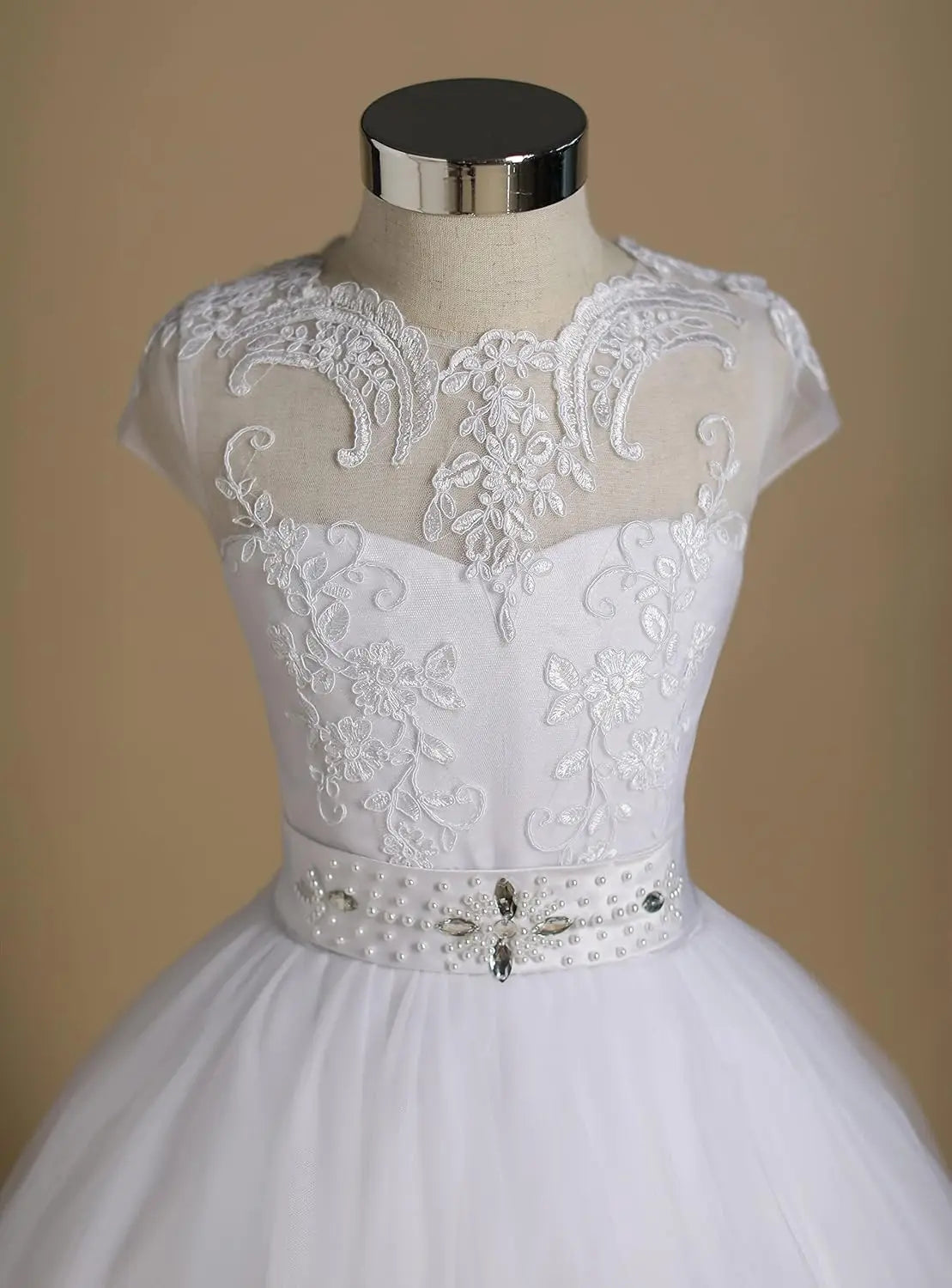 First Communion Flower Girl Dress Tulle Lace Bridesmaid Pageant Dresses Ball Gown Wedding Party Floor Length princess Gowns